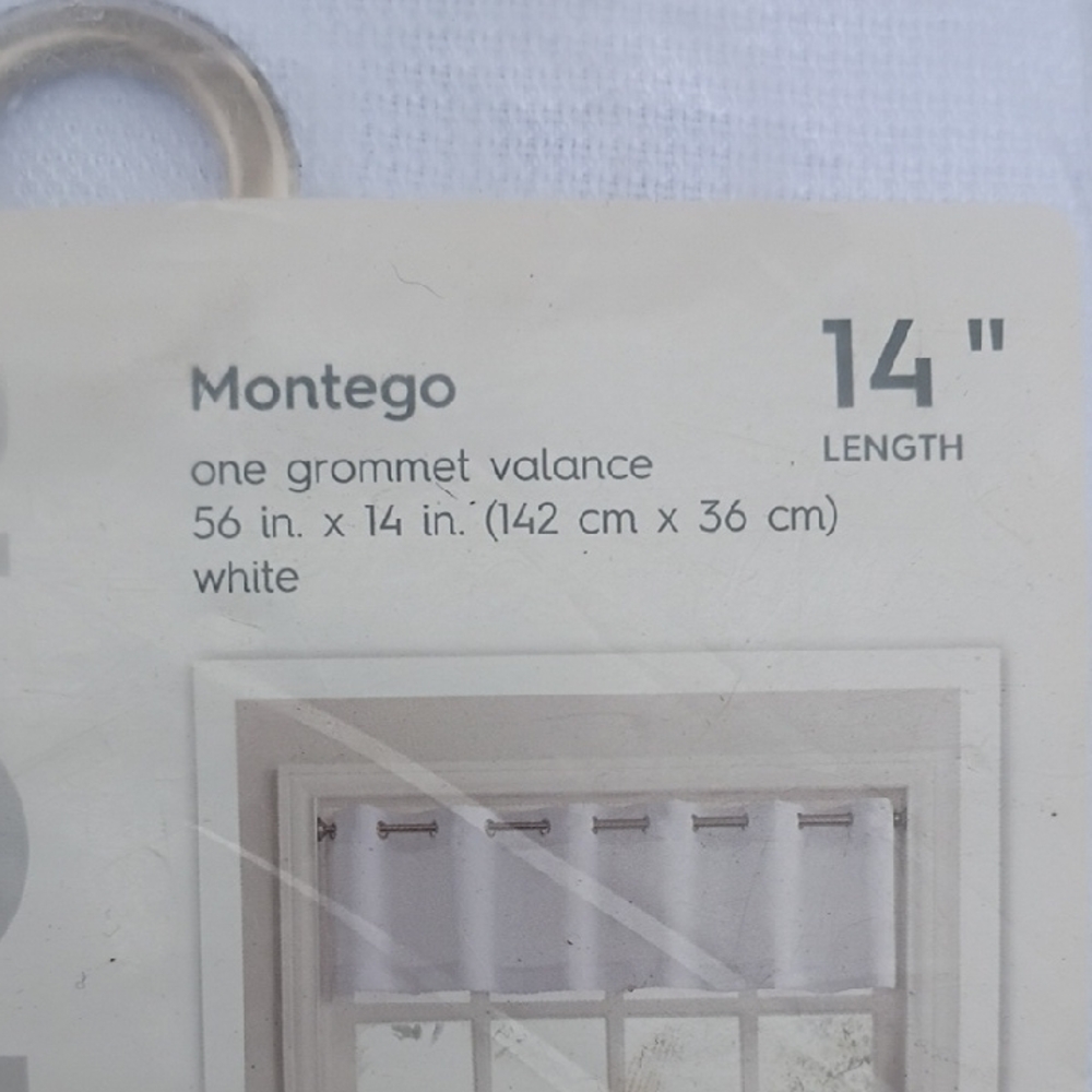 Montego White One Grommet Valance - 14" Length